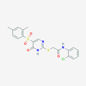 molecular formula C20H18ClN3O4S2 B6550320 N-(2-chlorophenyl)-2-{[5-(2,4-dimethylbenzenesulfonyl)-6-oxo-1,6-dihydropyrimidin-2-yl]sulfanyl}acetamide CAS No. 1040676-24-1