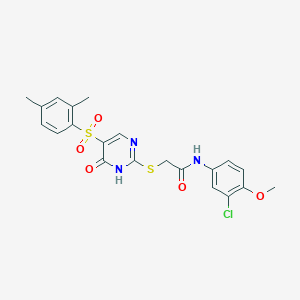 N-(3-chloro-4-methoxyphenyl)-2-{[5-(2,4-dimethylbenzenesulfonyl)-6-oxo-1,6-dihydropyrimidin-2-yl]sulfanyl}acetamide