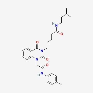 molecular formula C27H34N4O4 B6550372 N-(3-methylbutyl)-5-(1-{[(4-methylphenyl)carbamoyl]methyl}-2,4-dioxo-1,2,3,4-tetrahydroquinazolin-3-yl)pentanamide CAS No. 1040677-30-2