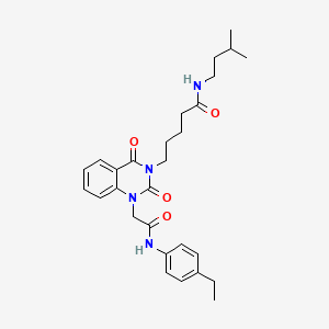 molecular formula C28H36N4O4 B6550378 5-(1-{[(4-ethylphenyl)carbamoyl]methyl}-2,4-dioxo-1,2,3,4-tetrahydroquinazolin-3-yl)-N-(3-methylbutyl)pentanamide CAS No. 1040677-25-5