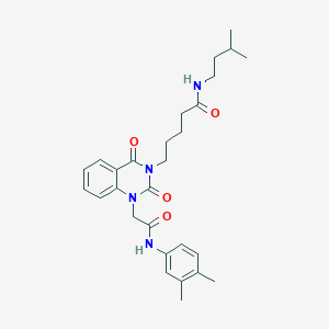 molecular formula C28H36N4O4 B6550384 5-(1-{[(3,4-dimethylphenyl)carbamoyl]methyl}-2,4-dioxo-1,2,3,4-tetrahydroquinazolin-3-yl)-N-(3-methylbutyl)pentanamide CAS No. 1040677-40-4