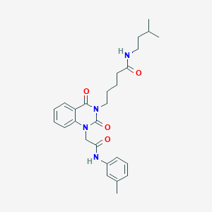 molecular formula C27H34N4O4 B6550393 N-(3-methylbutyl)-5-(1-{[(3-methylphenyl)carbamoyl]methyl}-2,4-dioxo-1,2,3,4-tetrahydroquinazolin-3-yl)pentanamide CAS No. 1040677-48-2