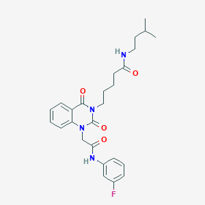 molecular formula C26H31FN4O4 B6550414 5-(1-{[(3-fluorophenyl)carbamoyl]methyl}-2,4-dioxo-1,2,3,4-tetrahydroquinazolin-3-yl)-N-(3-methylbutyl)pentanamide CAS No. 1040677-60-8