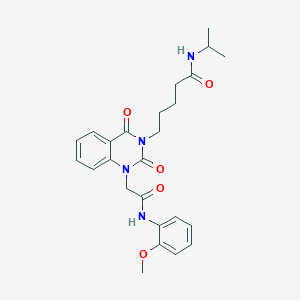 molecular formula C25H30N4O5 B6550446 5-(1-{[(2-methoxyphenyl)carbamoyl]methyl}-2,4-dioxo-1,2,3,4-tetrahydroquinazolin-3-yl)-N-(propan-2-yl)pentanamide CAS No. 1040679-36-4