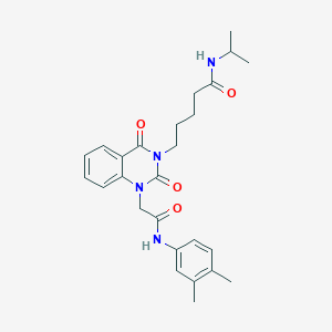 molecular formula C26H32N4O4 B6550448 5-(1-{[(3,4-dimethylphenyl)carbamoyl]methyl}-2,4-dioxo-1,2,3,4-tetrahydroquinazolin-3-yl)-N-(propan-2-yl)pentanamide CAS No. 1040679-41-1