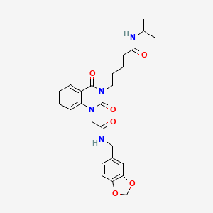 5-[1-({[(2H-1,3-benzodioxol-5-yl)methyl]carbamoyl}methyl)-2,4-dioxo-1,2,3,4-tetrahydroquinazolin-3-yl]-N-(propan-2-yl)pentanamide