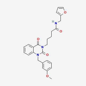 molecular formula C26H27N3O5 B6550498 N-[(furan-2-yl)methyl]-5-{1-[(3-methoxyphenyl)methyl]-2,4-dioxo-1,2,3,4-tetrahydroquinazolin-3-yl}pentanamide CAS No. 1040680-38-3