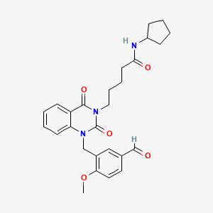 N-cyclopentyl-5-{1-[(5-formyl-2-methoxyphenyl)methyl]-2,4-dioxo-1,2,3,4-tetrahydroquinazolin-3-yl}pentanamide