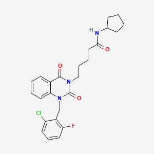 5-{1-[(2-chloro-6-fluorophenyl)methyl]-2,4-dioxo-1,2,3,4-tetrahydroquinazolin-3-yl}-N-cyclopentylpentanamide