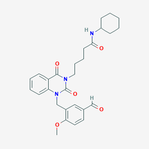 N-cyclohexyl-5-{1-[(5-formyl-2-methoxyphenyl)methyl]-2,4-dioxo-1,2,3,4-tetrahydroquinazolin-3-yl}pentanamide