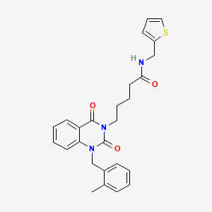 5-{1-[(2-methylphenyl)methyl]-2,4-dioxo-1,2,3,4-tetrahydroquinazolin-3-yl}-N-[(thiophen-2-yl)methyl]pentanamide