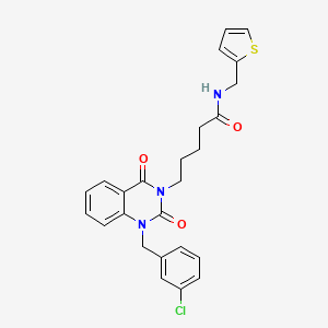 5-{1-[(3-chlorophenyl)methyl]-2,4-dioxo-1,2,3,4-tetrahydroquinazolin-3-yl}-N-[(thiophen-2-yl)methyl]pentanamide