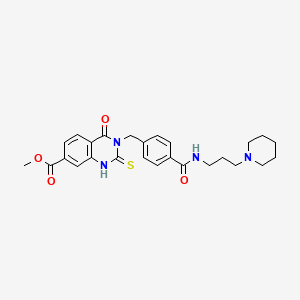 methyl 4-oxo-3-[(4-{[3-(piperidin-1-yl)propyl]carbamoyl}phenyl)methyl]-2-sulfanylidene-1,2,3,4-tetrahydroquinazoline-7-carboxylate