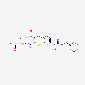 methyl 4-oxo-3-[(4-{[2-(piperidin-1-yl)ethyl]carbamoyl}phenyl)methyl]-2-sulfanylidene-1,2,3,4-tetrahydroquinazoline-7-carboxylate