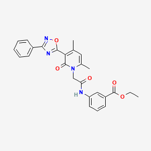 ethyl 3-{2-[4,6-dimethyl-2-oxo-3-(3-phenyl-1,2,4-oxadiazol-5-yl)-1,2-dihydropyridin-1-yl]acetamido}benzoate