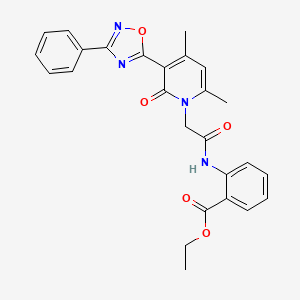 ethyl 2-{2-[4,6-dimethyl-2-oxo-3-(3-phenyl-1,2,4-oxadiazol-5-yl)-1,2-dihydropyridin-1-yl]acetamido}benzoate