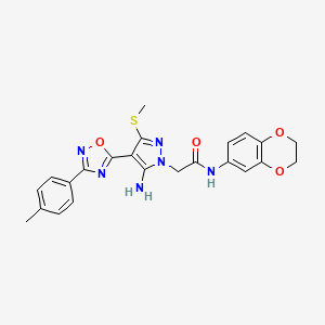 2-{5-amino-4-[3-(4-methylphenyl)-1,2,4-oxadiazol-5-yl]-3-(methylsulfanyl)-1H-pyrazol-1-yl}-N-(2,3-dihydro-1,4-benzodioxin-6-yl)acetamide