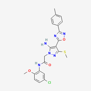 2-{5-amino-4-[3-(4-methylphenyl)-1,2,4-oxadiazol-5-yl]-3-(methylsulfanyl)-1H-pyrazol-1-yl}-N-(5-chloro-2-methoxyphenyl)acetamide