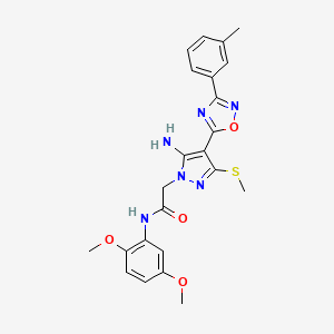 2-{5-amino-4-[3-(3-methylphenyl)-1,2,4-oxadiazol-5-yl]-3-(methylsulfanyl)-1H-pyrazol-1-yl}-N-(2,5-dimethoxyphenyl)acetamide