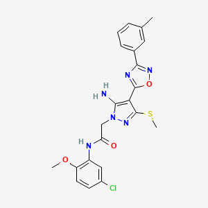 2-{5-amino-4-[3-(3-methylphenyl)-1,2,4-oxadiazol-5-yl]-3-(methylsulfanyl)-1H-pyrazol-1-yl}-N-(5-chloro-2-methoxyphenyl)acetamide