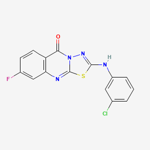 2-[(3-chlorophenyl)amino]-8-fluoro-5H-[1,3,4]thiadiazolo[2,3-b]quinazolin-5-one