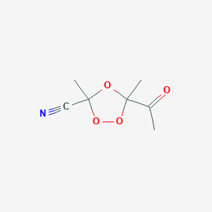molecular formula C7H9NO4 B065507 5-Acetyl-3,5-dimethyl-1,2,4-trioxolane-3-carbonitrile CAS No. 194021-87-9