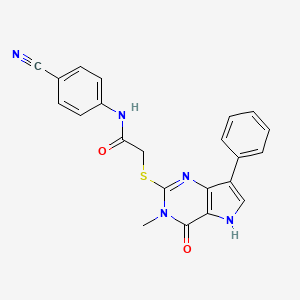 molecular formula C22H17N5O2S B6550996 N-(4-cyanophenyl)-2-({3-methyl-4-oxo-7-phenyl-3H,4H,5H-pyrrolo[3,2-d]pyrimidin-2-yl}sulfanyl)acetamide CAS No. 1040638-46-7