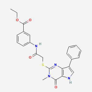 ethyl 3-[2-({3-methyl-4-oxo-7-phenyl-3H,4H,5H-pyrrolo[3,2-d]pyrimidin-2-yl}sulfanyl)acetamido]benzoate