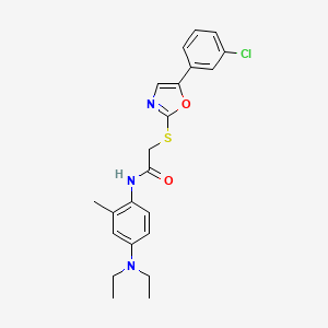 molecular formula C22H24ClN3O2S B6551233 2-{[5-(3-chlorophenyl)-1,3-oxazol-2-yl]sulfanyl}-N-[4-(diethylamino)-2-methylphenyl]acetamide CAS No. 1040665-92-6