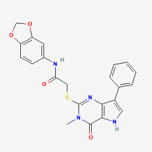 N-(1,3-benzodioxol-5-yl)-2-[(3-methyl-4-oxo-7-phenyl-4,5-dihydro-3H-pyrrolo[3,2-d]pyrimidin-2-yl)sulfanyl]acetamide