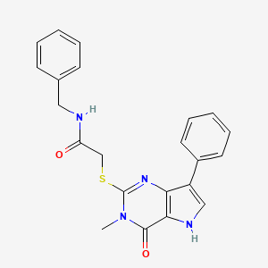 molecular formula C22H20N4O2S B6551422 N-benzyl-2-({3-methyl-4-oxo-7-phenyl-3H,4H,5H-pyrrolo[3,2-d]pyrimidin-2-yl}sulfanyl)acetamide CAS No. 1040647-38-8