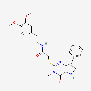 molecular formula C25H26N4O4S B6551451 N-[2-(3,4-dimethoxyphenyl)ethyl]-2-({3-methyl-4-oxo-7-phenyl-3H,4H,5H-pyrrolo[3,2-d]pyrimidin-2-yl}sulfanyl)acetamide CAS No. 1040647-78-6