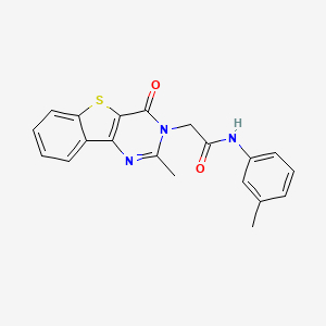 2-{4-methyl-6-oxo-8-thia-3,5-diazatricyclo[7.4.0.0^{2,7}]trideca-1(13),2(7),3,9,11-pentaen-5-yl}-N-(3-methylphenyl)acetamide