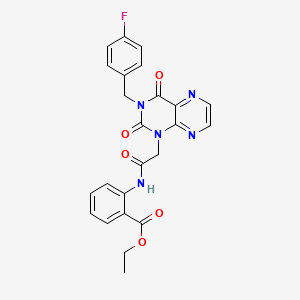 ethyl 2-(2-{3-[(4-fluorophenyl)methyl]-2,4-dioxo-1,2,3,4-tetrahydropteridin-1-yl}acetamido)benzoate