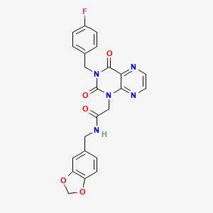 N-[(2H-1,3-benzodioxol-5-yl)methyl]-2-{3-[(4-fluorophenyl)methyl]-2,4-dioxo-1,2,3,4-tetrahydropteridin-1-yl}acetamide