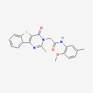 N-(2-methoxy-5-methylphenyl)-2-{4-methyl-6-oxo-8-thia-3,5-diazatricyclo[7.4.0.0^{2,7}]trideca-1(13),2(7),3,9,11-pentaen-5-yl}acetamide