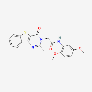 N-(2,5-dimethoxyphenyl)-2-{4-methyl-6-oxo-8-thia-3,5-diazatricyclo[7.4.0.0^{2,7}]trideca-1(13),2(7),3,9,11-pentaen-5-yl}acetamide