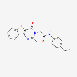 molecular formula C21H19N3O2S B6551615 N-(4-ethylphenyl)-2-{4-methyl-6-oxo-8-thia-3,5-diazatricyclo[7.4.0.0^{2,7}]trideca-1(13),2(7),3,9,11-pentaen-5-yl}acetamide CAS No. 1040678-31-6