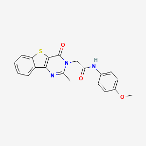 N-(4-methoxyphenyl)-2-{4-methyl-6-oxo-8-thia-3,5-diazatricyclo[7.4.0.0^{2,7}]trideca-1(13),2(7),3,9,11-pentaen-5-yl}acetamide