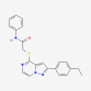 molecular formula C22H20N4OS B6551633 2-{[2-(4-ethylphenyl)pyrazolo[1,5-a]pyrazin-4-yl]sulfanyl}-N-phenylacetamide CAS No. 1040678-42-9