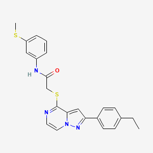 molecular formula C23H22N4OS2 B6551716 2-{[2-(4-ethylphenyl)pyrazolo[1,5-a]pyrazin-4-yl]sulfanyl}-N-[3-(methylsulfanyl)phenyl]acetamide CAS No. 1040652-03-6