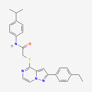 2-{[2-(4-ethylphenyl)pyrazolo[1,5-a]pyrazin-4-yl]sulfanyl}-N-[4-(propan-2-yl)phenyl]acetamide