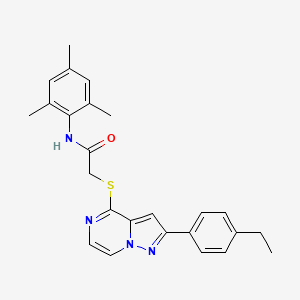 2-{[2-(4-ethylphenyl)pyrazolo[1,5-a]pyrazin-4-yl]sulfanyl}-N-(2,4,6-trimethylphenyl)acetamide