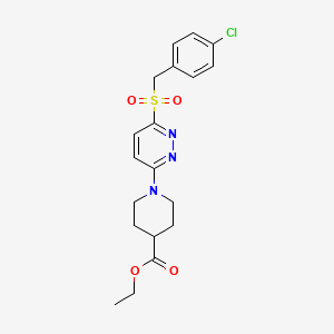 molecular formula C19H22ClN3O4S B6551771 ethyl 1-{6-[(4-chlorophenyl)methanesulfonyl]pyridazin-3-yl}piperidine-4-carboxylate CAS No. 1040653-12-0