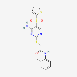 2-{[4-amino-5-(thiophene-2-sulfonyl)pyrimidin-2-yl]sulfanyl}-N-(2-methylphenyl)acetamide