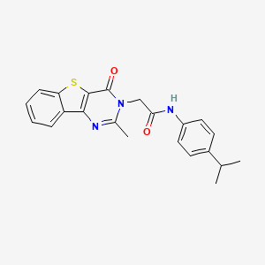 2-{4-methyl-6-oxo-8-thia-3,5-diazatricyclo[7.4.0.0^{2,7}]trideca-1(13),2(7),3,9,11-pentaen-5-yl}-N-[4-(propan-2-yl)phenyl]acetamide