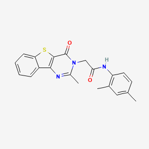 molecular formula C21H19N3O2S B6551829 N-(2,4-dimethylphenyl)-2-{4-methyl-6-oxo-8-thia-3,5-diazatricyclo[7.4.0.0^{2,7}]trideca-1(13),2(7),3,9,11-pentaen-5-yl}acetamide CAS No. 1040656-87-8