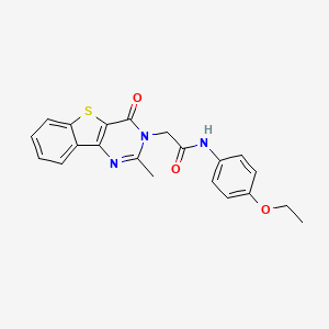 molecular formula C21H19N3O3S B6551842 N-(4-ethoxyphenyl)-2-{4-methyl-6-oxo-8-thia-3,5-diazatricyclo[7.4.0.0^{2,7}]trideca-1(13),2(7),3,9,11-pentaen-5-yl}acetamide CAS No. 1040657-01-9