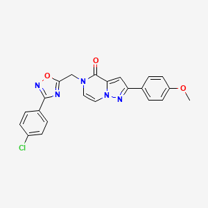 molecular formula C22H16ClN5O3 B6551974 5-{[3-(4-chlorophenyl)-1,2,4-oxadiazol-5-yl]methyl}-2-(4-methoxyphenyl)-4H,5H-pyrazolo[1,5-a]pyrazin-4-one CAS No. 1040672-47-6