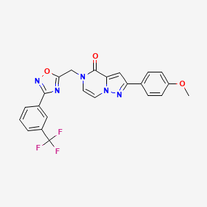 molecular formula C23H16F3N5O3 B6551992 2-(4-methoxyphenyl)-5-({3-[3-(trifluoromethyl)phenyl]-1,2,4-oxadiazol-5-yl}methyl)-4H,5H-pyrazolo[1,5-a]pyrazin-4-one CAS No. 1040672-77-2